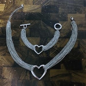 Matching heart necklace & bracelet